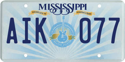 MS license plate AIK077