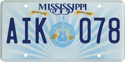 MS license plate AIK078