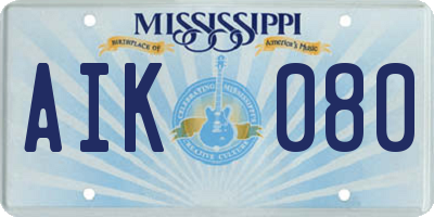 MS license plate AIK080