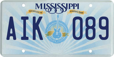 MS license plate AIK089