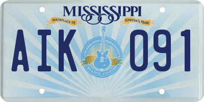 MS license plate AIK091