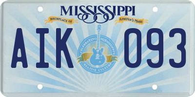 MS license plate AIK093