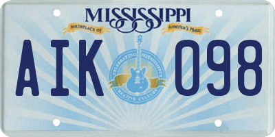 MS license plate AIK098