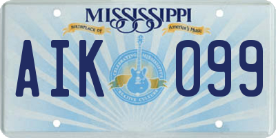 MS license plate AIK099