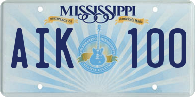 MS license plate AIK100