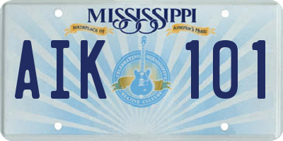 MS license plate AIK101
