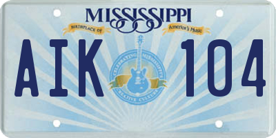 MS license plate AIK104