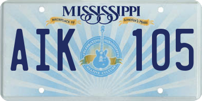 MS license plate AIK105