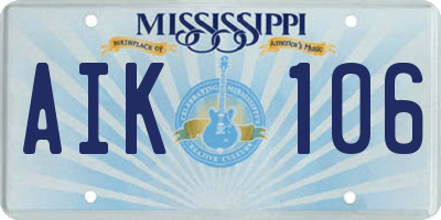 MS license plate AIK106