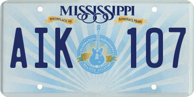 MS license plate AIK107