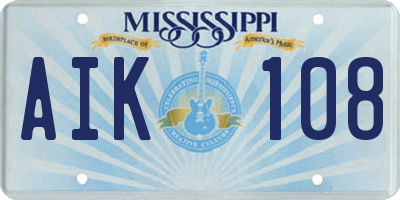 MS license plate AIK108