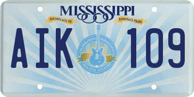 MS license plate AIK109