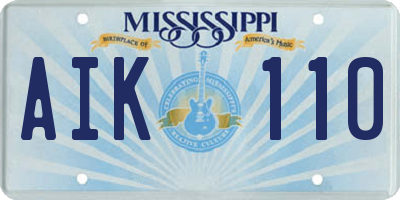 MS license plate AIK110