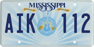 MS license plate AIK112