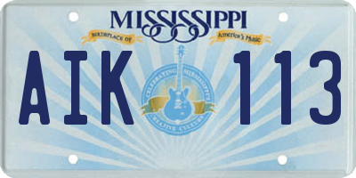 MS license plate AIK113
