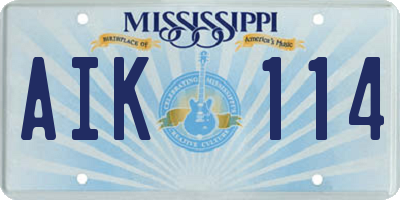 MS license plate AIK114