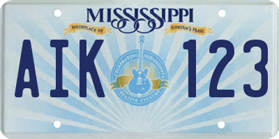 MS license plate AIK123