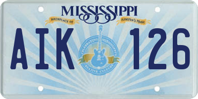 MS license plate AIK126