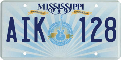 MS license plate AIK128
