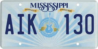 MS license plate AIK130