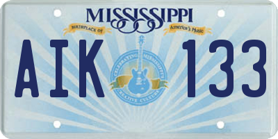 MS license plate AIK133