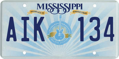 MS license plate AIK134