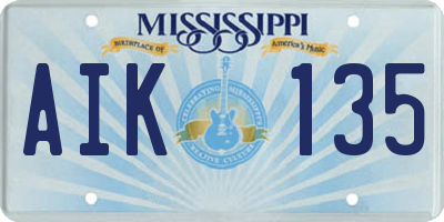 MS license plate AIK135