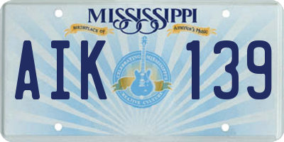 MS license plate AIK139