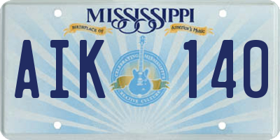 MS license plate AIK140