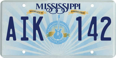 MS license plate AIK142