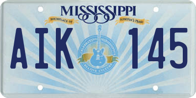 MS license plate AIK145