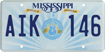 MS license plate AIK146