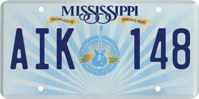 MS license plate AIK148