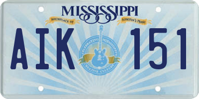 MS license plate AIK151