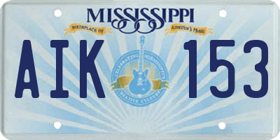 MS license plate AIK153