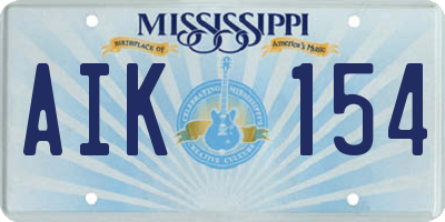 MS license plate AIK154