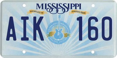 MS license plate AIK160