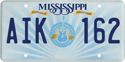 MS license plate AIK162