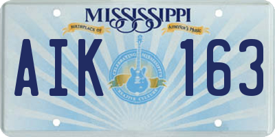 MS license plate AIK163