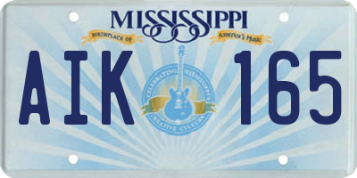 MS license plate AIK165