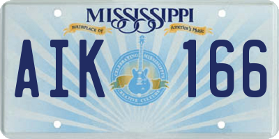 MS license plate AIK166