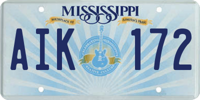 MS license plate AIK172