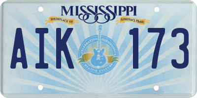 MS license plate AIK173