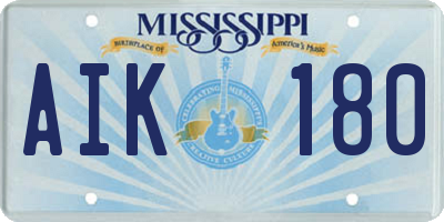 MS license plate AIK180