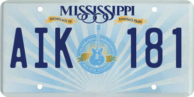 MS license plate AIK181