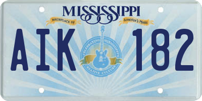 MS license plate AIK182