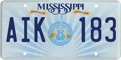 MS license plate AIK183
