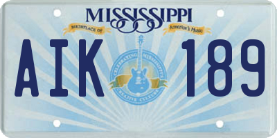 MS license plate AIK189