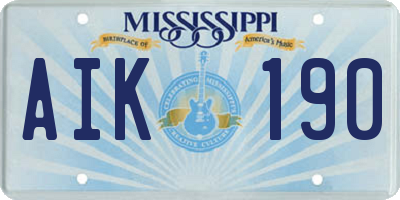 MS license plate AIK190
