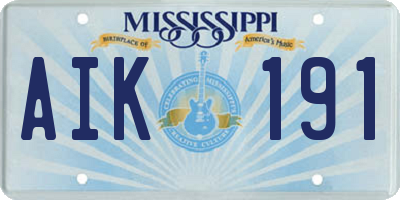 MS license plate AIK191